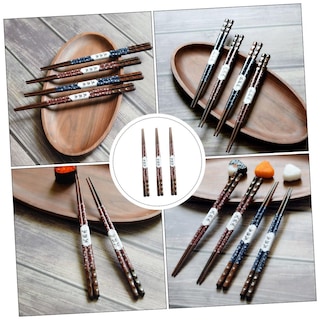 Foto 4 | Foto 4 | Palillos Feltechelectr De Madera Puntiaguda, 3 Pares, Con Estampado De Cerezas - Venta Internacional.