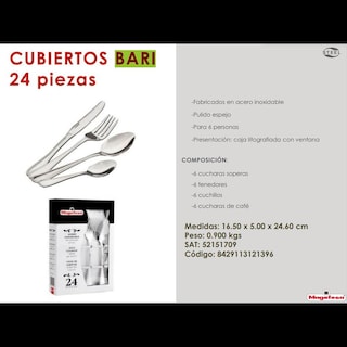 Foto 2 | Foto 2 | Juego De Cubiertos Magefesa Bari 24 Piezas Acero Inox 429113121396
