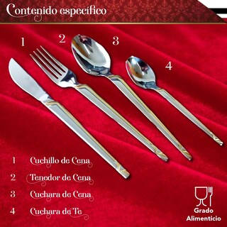 Foto 3 | Foto 3 | Juego De Cubiertos Con 86 Piezas Set Para 12 Personas Fabricados En Acero Inoxidable