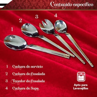 Foto 4 | Foto 4 | Juego De Cubiertos Con 86 Piezas Set Para 12 Personas Fabricados En Acero Inoxidable