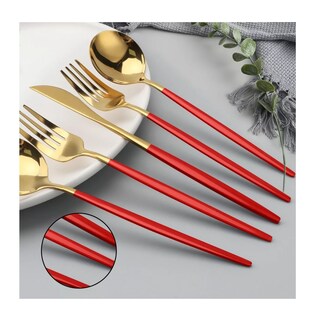 Foto 3 | Foto 3 | Juego de Cubiertos Belug Rosa Gold con Oro 24 Piezas