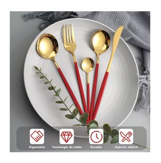 Foto 4 | Foto 4 | Juego de Cubiertos Belug Rosa Gold con Oro 24 Piezas