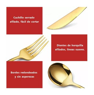 Foto 5 | Foto 5 | Juego de Cubiertos Belug Rosa Gold con Oro 24 Piezas