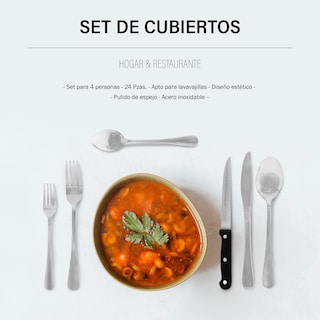 Foto 7 | Foto 7 | Juego de Cubiertos Andromeda Inc Plateados 24 Piezas