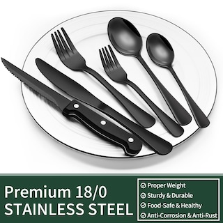 Foto 5 | Foto 5 | Juego De Cubiertos Negros Ewfen De Acero Inoxidable Apto Para Uso Alimentario, 24 Piezas - Venta Internacional.