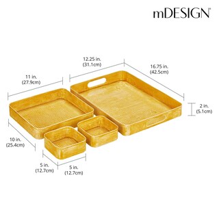 Foto 4 | Foto 4 | Juego De Bandejas Para Servir Mdesign De Acero Inoxidable Martillado 4 Piezas Color Amarillo - Venta Internacional.