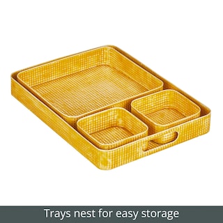 Foto 5 | Foto 5 | Juego De Bandejas Para Servir Mdesign De Acero Inoxidable Martillado 4 Piezas Color Amarillo - Venta Internacional.