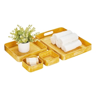 Foto 7 | Foto 7 | Juego De Bandejas Para Servir Mdesign De Acero Inoxidable Martillado 4 Piezas Color Amarillo - Venta Internacional.