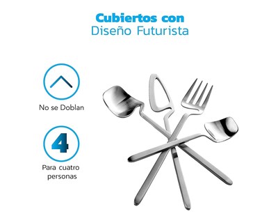 Foto 2 | Foto 2 | Juego de Cubiertos Bluelander Acero Inoxidable 16 Piezas Acabado Mate
