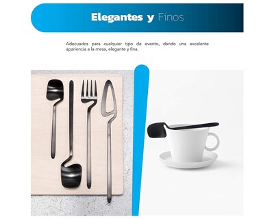 Foto 4 | Foto 4 | Juego de Cubiertos Bluelander Acero Inoxidable color Negro 24 Piezas
