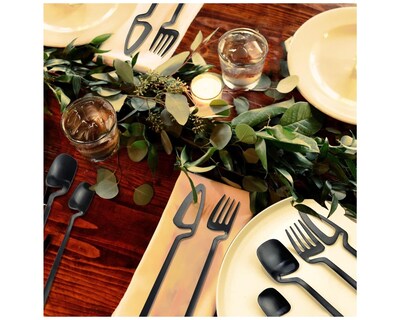 Foto 7 | Foto 7 | Juego de Cubiertos Bluelander Acero Inoxidable color Negro 24 Piezas