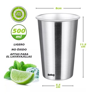 Foto 2 | Foto 2 | Vasos Acero Inoxidable 500 Ml Para Cerveza 6 Pzs, Plata Belug