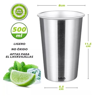 Foto 2 | Foto 2 | Vasos Acero Inoxidable Lab.g 500 Ml Para Cerveza 6 Pzs, Plata