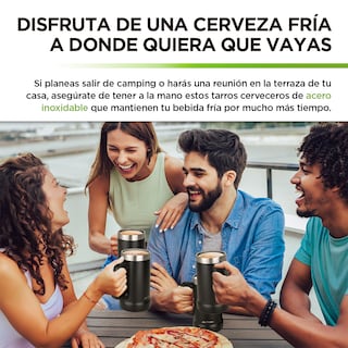 Foto 4 | Foto 4 | Tarros Cerveceros De Acero Inoxidable Vaso Térmico 730 Ml 2 Piezas, Hikeo, Negro, 83468-bl