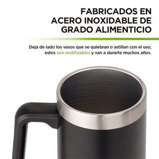 Foto 6 | Foto 6 | Tarros Cerveceros De Acero Inoxidable Vaso Térmico 730 Ml 2 Piezas, Hikeo, Negro, 83468-bl