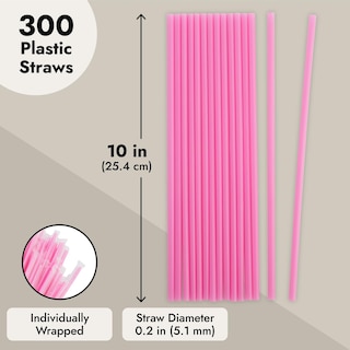 Foto 4 | Foto 4 | Pajitas De Plástico Juvale, 300 Unidades, 25 Cm De Largo, Rosas, Para Fiestas - Venta Internacional.