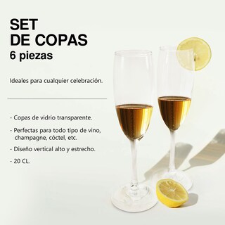 Foto 4 | Foto 4 | Juego De 6 Copas De Champagne 200 Ml