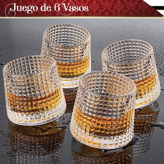 Foto 7 | Foto 7 | Set 6 Vasos Chic-fantasy para Whisky Licor 170 Ml Cristal Grueso Bar Coctel Diseño Elegante Puntos