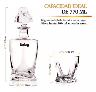 Foto 2 | Foto 2 | 4 Vasos De Vidrio Para Whisky Con Decantador De Cristal 770 Ml Cristal