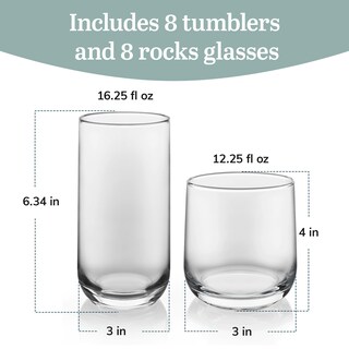 Foto 3 | Foto 3 | Set De Vasos Libbey Ascent, 480 Ml, Y Rocks, 390 Ml, 16 Unidades - Venta Internacional.