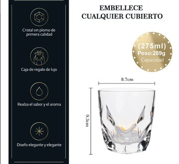 Foto 2 | Foto 2 | Juego Xtellar De 6 Vasos De Vidrio Para Whisky Café Cerveza Vasos