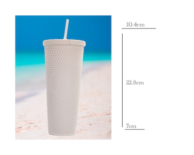 Foto 2 | Foto 2 | Vaso con Tachuelas Brandtrendy color Beige con Popote 710 ml