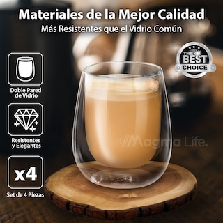 Foto 2 | Foto 2 | Vasos de Cristal de Doble Fondo Magma Life de 200 ML Vidrio Térmico 4 PZAS Ideal para Capuchino Té o Vino