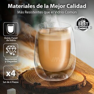 Foto 2 | Foto 2 | Vasos de Cristal de Doble Fondo Magma Life de 240 ML Vidrio Térmico 4 PZAS Ideales para Capuchino Té o Vino