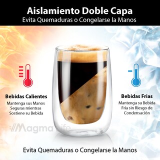 Foto 4 | Foto 4 | Vasos de Cristal de Doble Fondo Magma Life de 240 ML Vidrio Térmico 4 PZAS Ideales para Capuchino Té o Vino