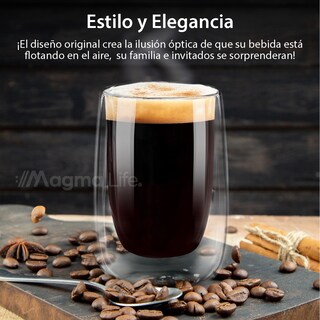 Foto 5 | Foto 5 | Vasos de Cristal de Doble Fondo Magma Life de 240 ML Vidrio Térmico 4 PZAS Ideales para Capuchino Té o Vino