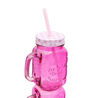 Foto 2 | Foto 2 | 12 Tarros De Vidrio Con Tapa Y Popote Rosa 470 Ml Vencort