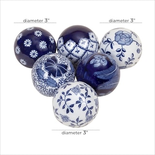 Foto 3 | Foto 3 | Juego De 6 Esferas De Cerámica Glamorosa De Vase Filler Deco Diseño 3d Azul - Venta Internacional.
