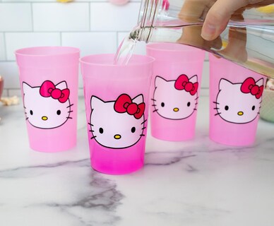 Foto 4 | Foto 4 | Vasos De Plástico Silver Buffalo Hello Kitty Face, 450 Ml, Paquete De 4 - Venta Internacional.