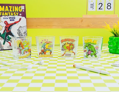 Foto 3 | Foto 3 | Set Rocks Glass Silver Buffalo Marvel Comics, 9 Oz, 4 Piezas - Venta Internacional.
