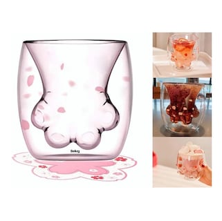 Foto 2 | Foto 2 | Diseño De Pata De Gato Belug Copa De Vidrio Doble Con Cerezos Rosa
