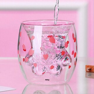 Foto 4 | Foto 4 | Diseño De Pata De Gato Belug Copa De Vidrio Doble Con Cerezos Rosa