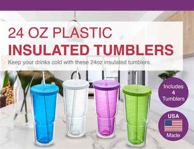 Foto 2 | Foto 2 | Vaso Arrow Home Products De Plástico De 710 Ml Con Pajita Y Tapa Paquete De 4 - Venta Internacional.