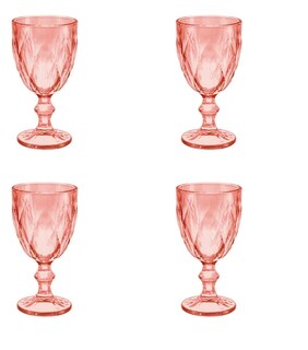 Foto 1 | Foto 1 | Juego Xtellar 4 Copas Agua Cristal Labrado Vidrio 245ml Vintage Color Rosa