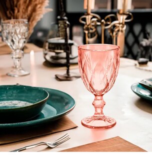 Foto 2 | Foto 2 | Juego Xtellar 4 Copas Agua Cristal Labrado Vidrio 245ml Vintage Color Rosa