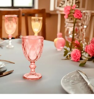Foto 3 | Foto 3 | Juego Xtellar 4 Copas Agua Cristal Labrado Vidrio 245ml Vintage Color Rosa