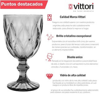 Foto 2 | Foto 2 | Copas De Vidrio Vittori Humo Cristal 24 Piezas 245 Ml