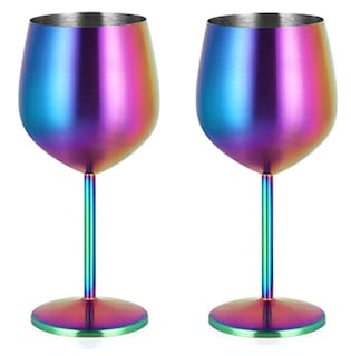 Foto 1 | Foto 1 | 2 Copas Vino Tinto Champagne Champaña Acero Inox Elegantes 550ml Para Bar Tornasol