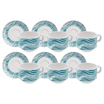 Kit de Taza y Plato para Té Tramontina Clarice Azul 12 Piezas