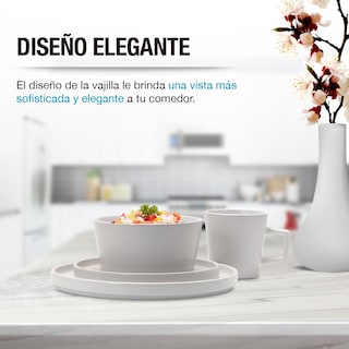 Foto 3 | Foto 3 | Vajilla de Gres Moderna 4 Personas 16 Piezas Platos Taza Casa Litus color Blanco