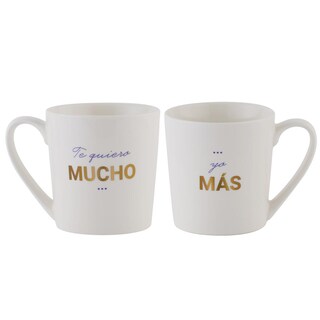 Foto 1 | Foto 1 | Set de Tazas LuckyLy Luca Blancas Frase Original para Pareja 2 Piezas de 500 ml C/U