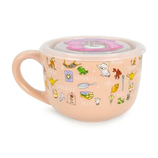 Foto 2 | Foto 2 | Taza De Sopa De Cerámica Con Diseño De Princesa Disney Con Tapa Ventilada, 700 Ml - Venta Internacional.