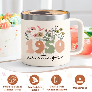 Foto 4 | Foto 4 | Taza De Café Lifecapido Para Regalo De 75 Cumpleaños, 420 Ml, Vintage, 1950 - Venta Internacional.