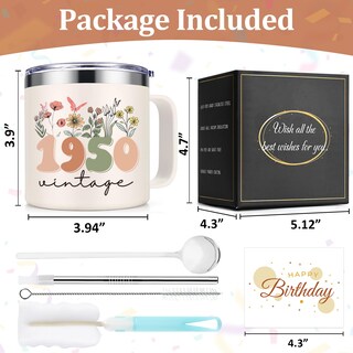 Foto 7 | Foto 7 | Taza De Café Lifecapido Para Regalo De 75 Cumpleaños, 420 Ml, Vintage, 1950 - Venta Internacional.