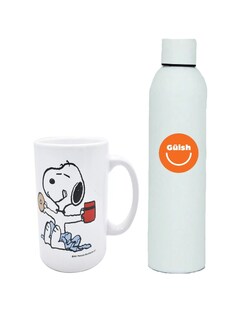 Foto 1 | Foto 1 | Taza De Snoopy Color Blanco + Termo De Agua Güish