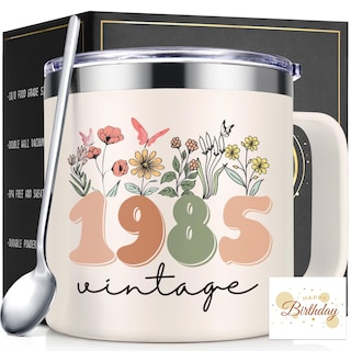 Foto 1 | Foto 1 | Taza De Café Lifecapido Vintage 1985 De 400 Ml Con Tarjeta De Cumpleaños - Venta Internacional.